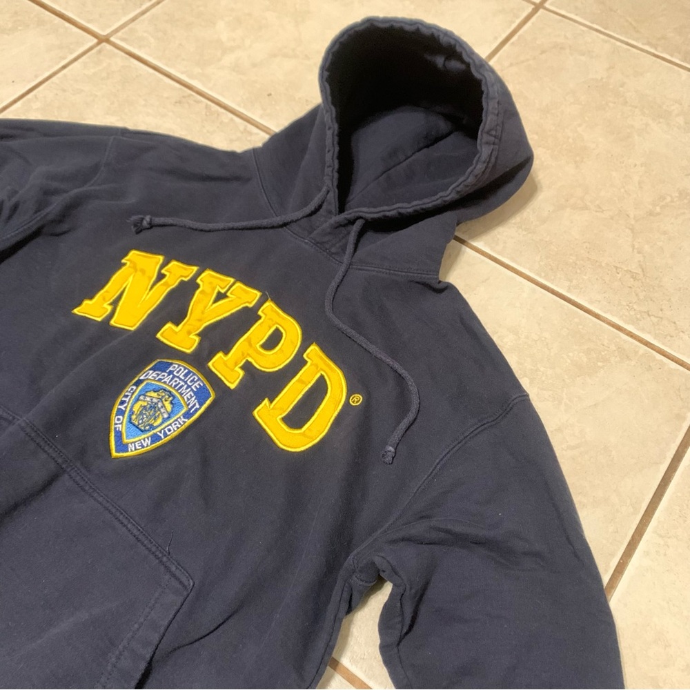 Vintage Hoodie Navy NYPD Embroidered Officially Licensed M